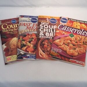Set of Four Pillsbury Classic Cookbooks - Casseroles, Fresh Meals, Soups & Chili